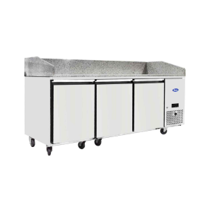 TABLE A PIZZAS 3 PORTES AVEC REBORD 400×600 Atosa