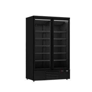 RÉFRIGÉRATEUR 2 PORTES VITRÉES NOIR 1000L Combisteel