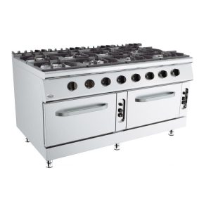 CUISINIERE A GAZ BASE 900 8 BRULEURS AVEC FOUR A GAZ Combisteel