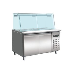 TABLE RÉFRIGÉRÉE PÂTISSERIE AVEC VERRE 2 PORTES 4x 1/1 GN RÉCIPIENT Combisteel